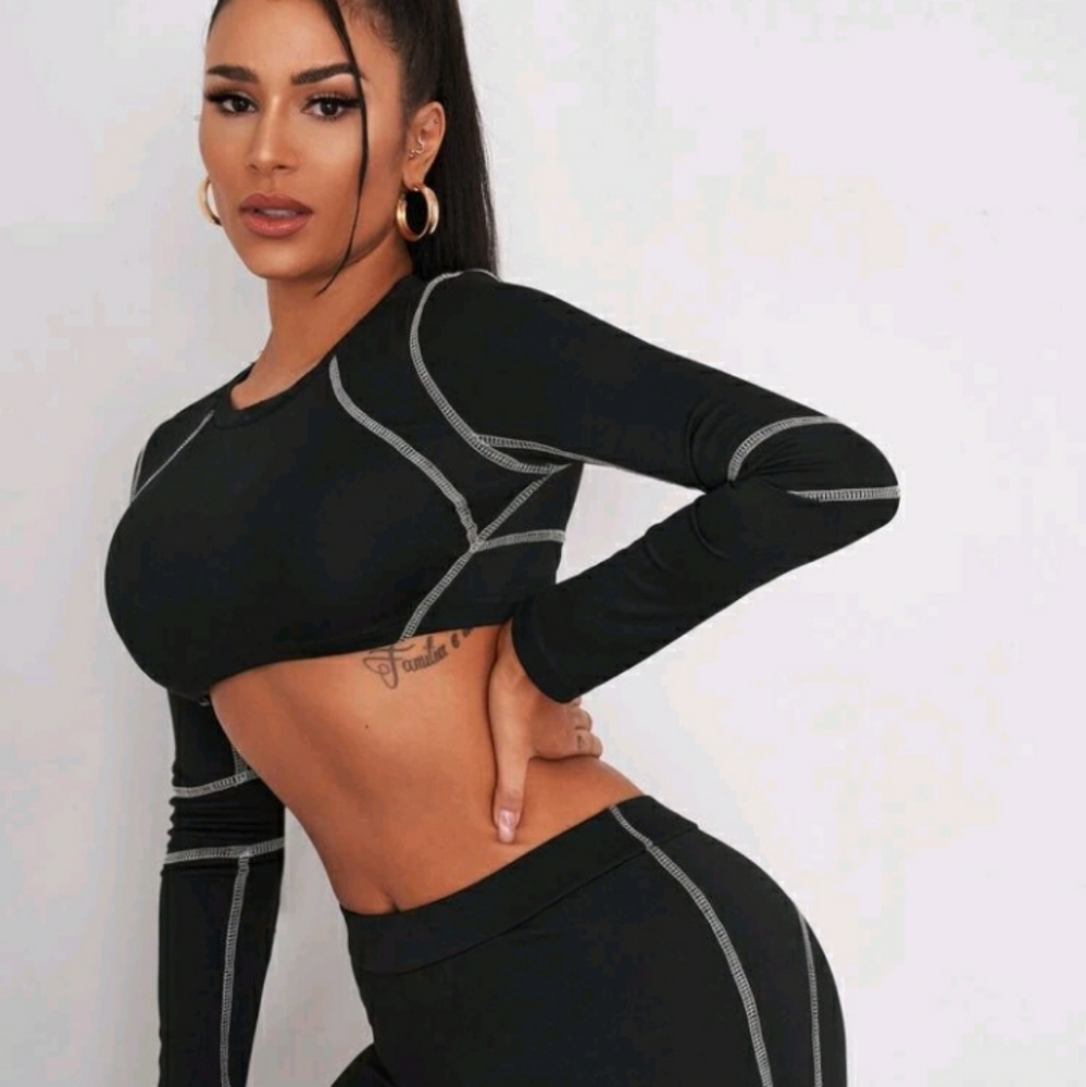Stitch Trim Cropped Top & Leggings Set